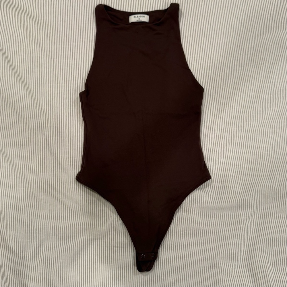 Aritzia Babaton Brown Highneck Bodysuit